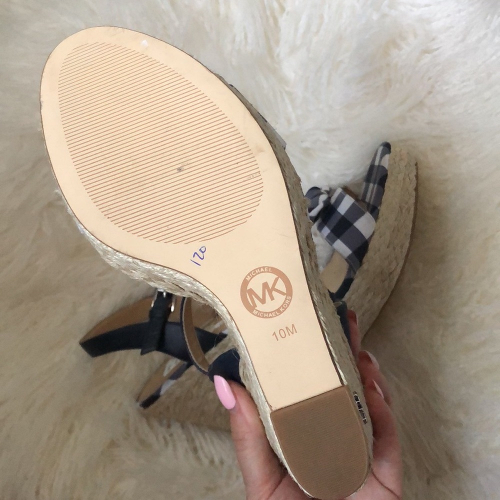 MICHAEL Michael Kors Pippa Gingham Espadrille Wedge Sandals - Picture 6 of 9